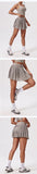 Elastic High Waist Slimming Tennis Skort Women Summer Running Fitness Skirt with A Light Strip Lining and Pockets Pleated Skirts