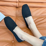 Spring and Autumn Flat Shoes Fashion Leisure Women's Flat Shoes Square Toe Knitting Elastic Comfortable Slip-on Boutique Shoes