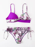 Tropical Print Bikini 2026 Women Drawstring Swimwear Female Push Up Swimsuit Beachwear Bathers Bathing Swimming Swim Suit