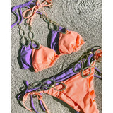 Halter Metal Chains Diamond Bikini Women Swimsuit Female Brazilan Swimwear Two Pieces Bikini Set High Cut Bathing Suit Swim Lady