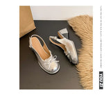 Thick Heel Women Sandals Height Increase Cover Toes Slingbacks Muels Shoes Elegant Stripper Party Dress Female Sandalias