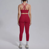 Women's Yoga Set Sports Fitness Running Beautiful Back Slim Fit Bra Hip-lifting High Waist Pants Workout Training Gym Suits