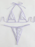 Shiny PU Bikini 2025 Extreme Mini Micro Thong Bikinis Female Swimsuit Women Swimwear Two-pieces Bikini Set Bathing Suit Swim