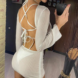 With Long Sleeve Cover Up Halter Bikini Women Swimwear Female Swimsuit Three-pieces Bikini set Bather Bathing Suit Swim V5123
