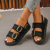 2026 Summer Denim Platform Sandals Women Fashion Buckle Thick Bottom Rome Sandles Woman Plus Size Non Slip Soft Sole Sandalias