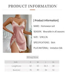Summer Contrast Sensual Lace Silk Satin Nightdress for Women Deep V Backless Lace Up Split Slip Sleep Dress Nightgown