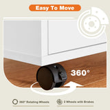 JHK Wood Nightstand Five Drawers With Rollers