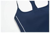 Women's 2 Piece Yoga Set Summer Brushed Color-Block Slim Sports Tank Top High Waist Pants Gym Running Fitness Suits Tracksuit