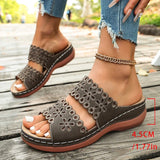 Vinatge Hollow Out Platform Sandals Women Lightweight Plus Size Wedges Sandles Woman Comfortable Thick Sole Casual Sandalias 43