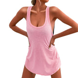 Women's Summer Dresses Casual Women Summer Plus Size Tank Dresses Solid Color Mini Dress U Neck Cotton Women Bridal Shower Dress