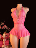 Women's Bodysuit Rose Crotchless Adult Erotic Sexy Lingerie Lace Deep V-neck Temptation Underwear Valentine's Gift