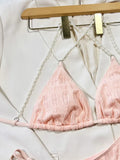 2026 New Sexy Bikini Women Swimwear Swimsuit Triangle Pearls Chain Backless Solid Beach Bikinis Set Bathing Suit Banadores Mujer