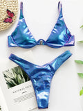 High Cut V-bar Underwired Bikini Women Swimsuit Female Micro Thong Swimwear Two-pieces Bikini Set Push Up Bathing Suit Swim Lady