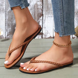 Weave Strap Flat Heel Flip Flops Women Outdoor Lightweight Non Slip Beach Slipeprs Woman Plus Size 43 Clip Toe Summer Sandals
