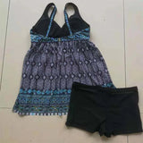 DEKA Plus Size Tankini Set Women Two Piece Bikini Swimdress Swimsuits Printed Push Up Retro Large Swimwear Swimming Suit
