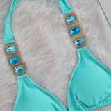 Halter Scrunch Butt Rhintstone Diamond Bikini Women Swimsuit Female Swimwear Two Pieces Bikini Set Brazilian Bathing Suit Swim