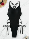 2025 Sexy Criss Cross Backless Female Swimwear One Piece Swimsuit Women Monokini High Leg Cut Bather Bathing Suit Swim Beachwear