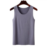 Women Bottoming Vest Sleeveless Ice Silk Seamless Stretchy Round Neck Dry Dry Cooling Camisole Summer Office Vacation Basic Top