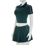 Women's suit sports casual short-sleeved polo shirt and skirt two-piece suit