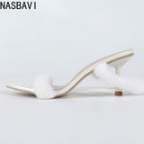 High Heel Sandal for Women Open Toe Large Size Suit Female White Summer Shoes All-Match High-heeled Peep Big Stiletto Girl