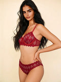 Pure desire thin bra set European and American sexy lingerie lace see-through bra set