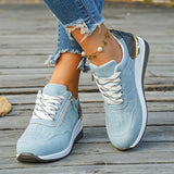Plus Size 44 Platform Casual Sneakers for Women Lace Up Anti Slip Thick Sole Sport Shoes Woman 2026 Spring Zipper Walking Shoes