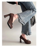 Spring Autumn Platform Mary Jane Shoes Women Thick High Heels Shoes Vintage Slip on Butterfly-knot Pumps 2026 New