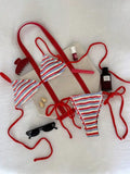 DEKA New Summer Brazilian Swimwear Women's Red Sexy Push-Up Two-Piece Swimsuit Bathing Suit Micro Beachwear Stripe Bikini Set