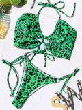 Sexy High Cut Leopard Bikini Women Thong Swimwear Female Swimsuit Two-pieces Bikini set Lace Up Bather Bathing Suit Swim Lady