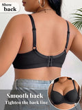 Plus Size Women's B C D Thin Cup Ribbed Push Up Bra Wide Straps Underwire Side gather Lingerie Comfort Ladies Brassiere