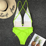 Sexy Deep V Neck Wrap Around Female Swimwear One Piece Swimsuit Women Backless Monokini High Leg Cut Bathing Suit Swim Beachwear