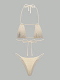 4 Pieces Triangle Halter String Bikini 2026 Tops & Skirt Swimwear Female Sexy Swimsuit Women Bathers Bathing Swimming Swim Suit