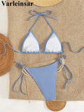 2026 Glitter Sparkling Pearls Halter Bikini Women Swimwear Female Swimsuit Two-Pieces Bikini Set Bather Bathing Suit Swim V8342