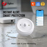 Zigbee Water Leak Sensor Flood Leakage Detector Linkage Alarm Sensor for Kitchen/Bathroom Support Tuya Smart Life Zigbee2mqtt