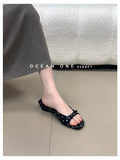 2026 New Polka Dot Wedges Heels Women Slippers Fashion Open Toe Butterfly-knot Party Dress Slide Summer Outdoor Daily Wear Shoes