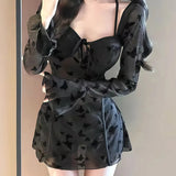 Hot spring swimsuit women's highend skirt style two-piece set sexy pure desire steel holder gathering slimming vacation swimsuit