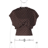 FDYOUI Women's O-neck Polka Dot T-shirt 2026 Summer O-neck Drop-sleeve Tunics Tops Fashion Loose Corset Tee Shirts Female Top