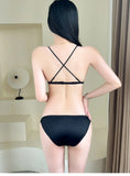 Summer French Triangle Bra Small Bust Beachwear Light Support Front Buckle Adjustable Straps Ultra Thin Bikini Set AU MOYISU AB