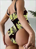 Push Up One Piece Swimsuit 2026 Sexy Strappy Swimwear Women Tropical Printed Bathing Swimming Swim Suit Female Summer Beachwear