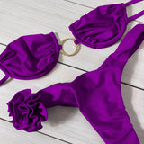 Sexy 3D Flower Bikini Swimsuit Brazilan Bikini Set Swimwear for Women High Leg Push Up Two Piece Bathing Suits Summer Female