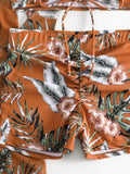 New Sexy 3 Pieces Suit for Women Neck Hanging Bikini Set+Cover-up Swimwear Sunproof Tankini High Waist Shorts Swimsuit Beachwear