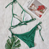 Bikini 2026 Sexy Crystal Diamond Hollow Vintage Solid Swimwear Swimsuit Women Bikinis Set Bathing Suit Beach Bikini Luxe Female