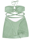 3 Pieces Criss Cross Halter Bikini 2026 Women & Beach Skirt Swimwear Female Sexy Swimsuit Beachwear Bathing Swimming Suit