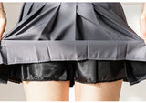 Women High Waist Pleated Skirt with Safety Shorts, Black A Line Mini Skort for Casual Office School Style Outfits