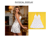 White Lace Babydoll Chemise for Women V Neck See Through Sleepwear Plus Size with Thong