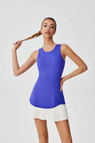 Women One-piece Tennis Dress Summer Black Contrast Pleated Anti Light Speed Dry Sports Dresses Hollowed Out Back Yoga Clothes