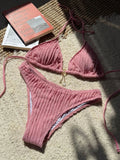 Sexy Wrinkled Halter Brazilian Bikini Women Swimwear Female Swimsuit Two-pieces Bikini Set High Cut Bathing Suit Swim Beach Wear