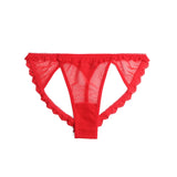 Black Mesh Lace Panty for Women Hollow Out Buttocks Thong Briefs Cotton Lined Sexy Underwear Plus Size S-2XL