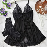 Elegant Transparent Red Lingerie Women's Underwear Sleepwear Lace Nightdress Panty Pijamas Sets Female Babydoll