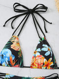 Halter String Floral Bikini 2026 High Waist Swimsuit Women Padded Swimwear Female Bathers Bathing Swimming Swim Suit Beachwear